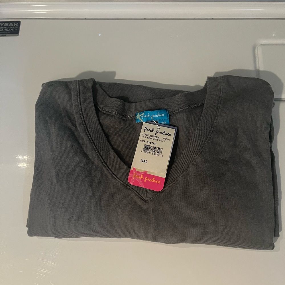 fresh produce Gray V-Neck Women's Top